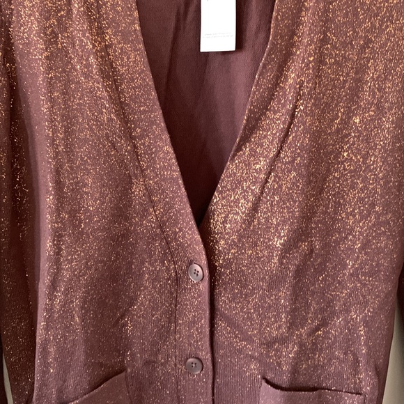 NWT LOFT Gold Sparkle Cardigan Sweater - Picture 7 of 15